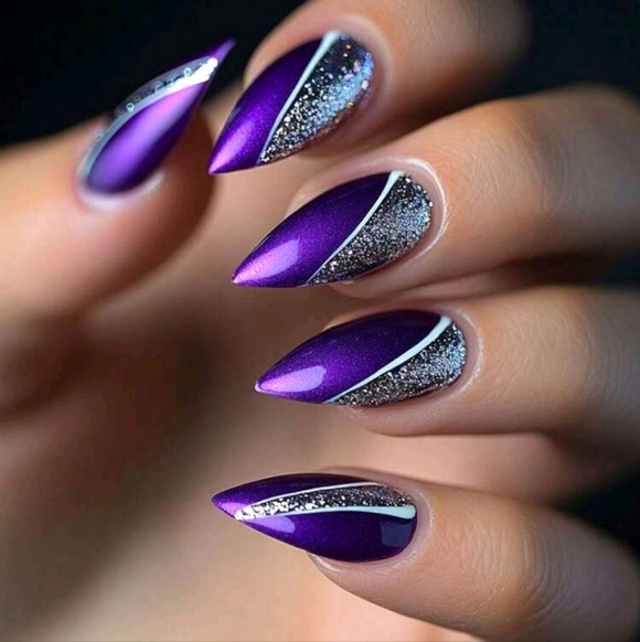 Other - Purple and Silver Press-on Nails